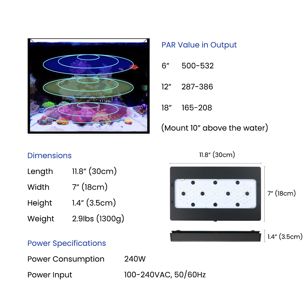 A8SE II Max en Blue 240W Volsp - Aquarium Blue Marine Reef recensie en prijs